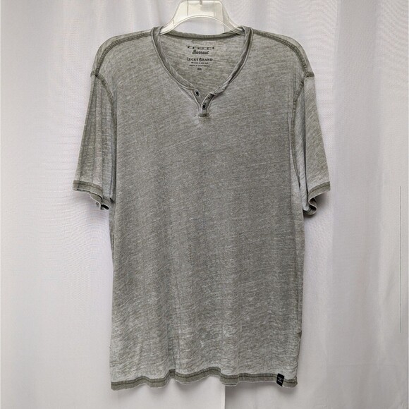 Lucky Brand Venice Burnout Henley XXL Gray  T-Shirt Short Sleeve Casual - Picture 1 of 6